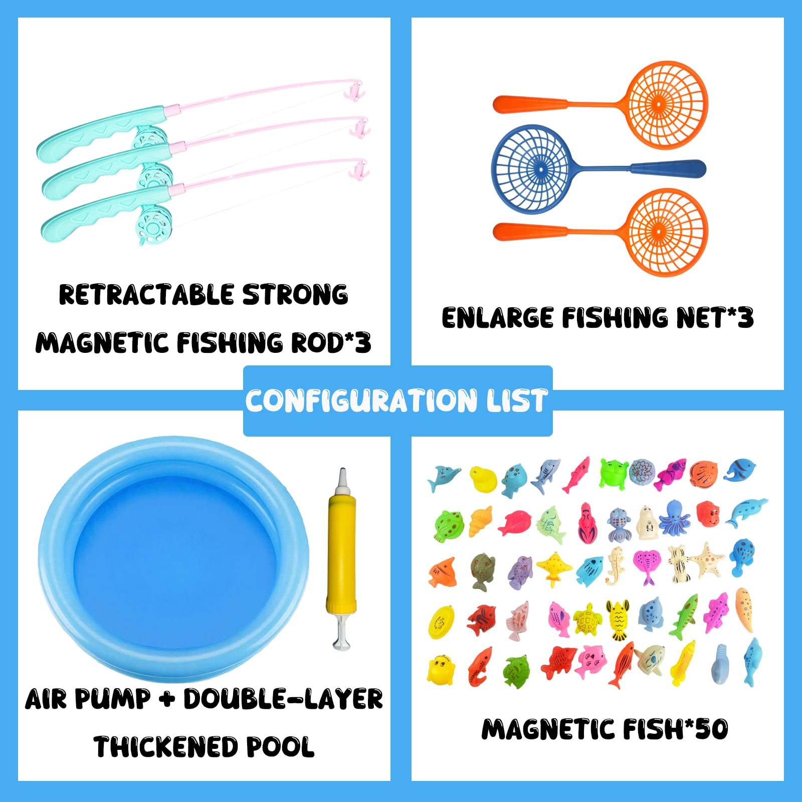 Набір для гри у ванній Магнітна риболовля з вудкою, сачком і пластиковими рибками, фото №4 Набір для гри у ванній Магнітна риболовля з вудкою, сачком і пластиковими рибками, фото №4