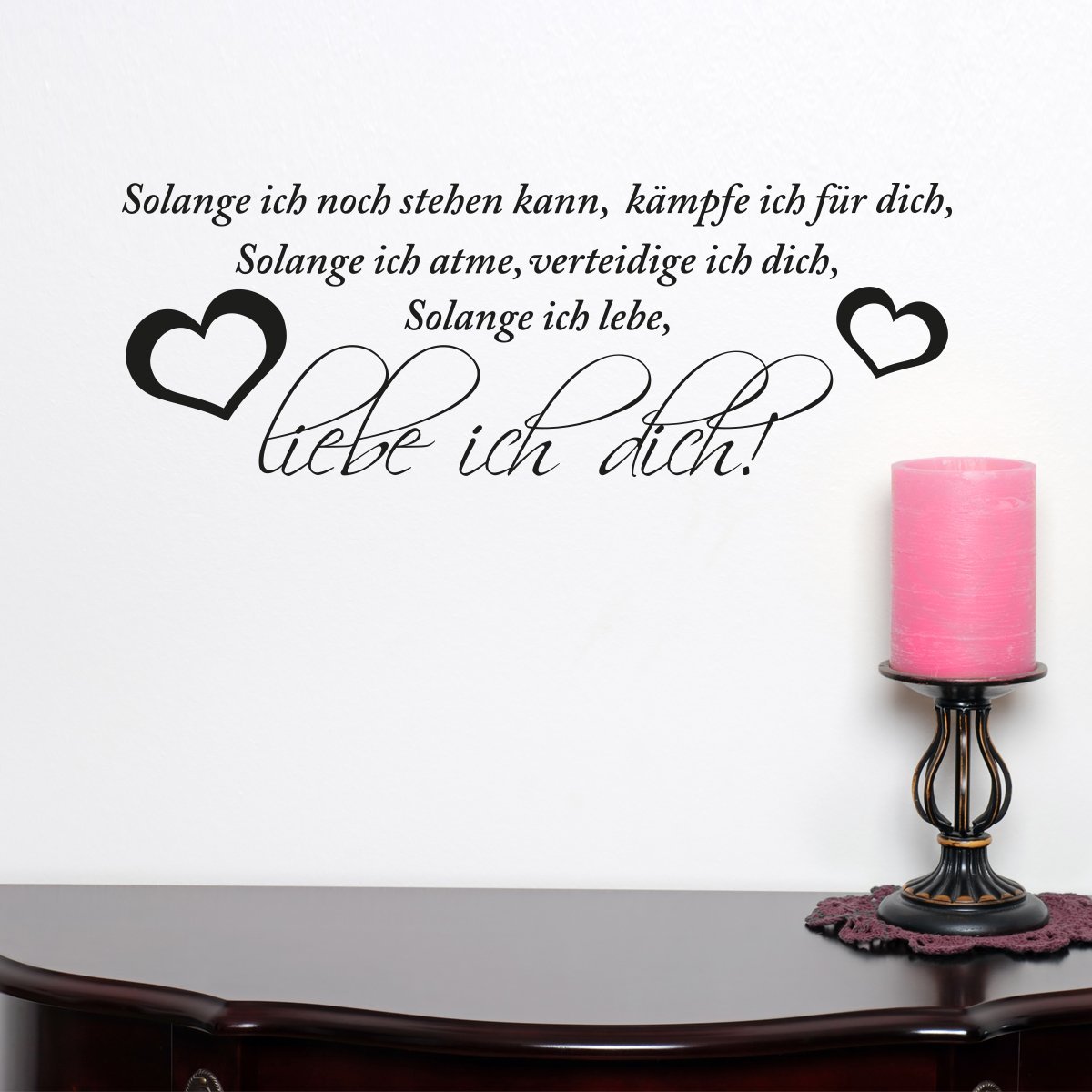 Наклейка на стіну 50 x 18 см з німецьким текстом "Solange ich noch Stehen kann, kämpfe ich für Dich...", фото №2 Наклейка на стіну 50 x 18 см з німецьким текстом "Solange ich noch Stehen kann, kämpfe ich für Dich...", фото №2