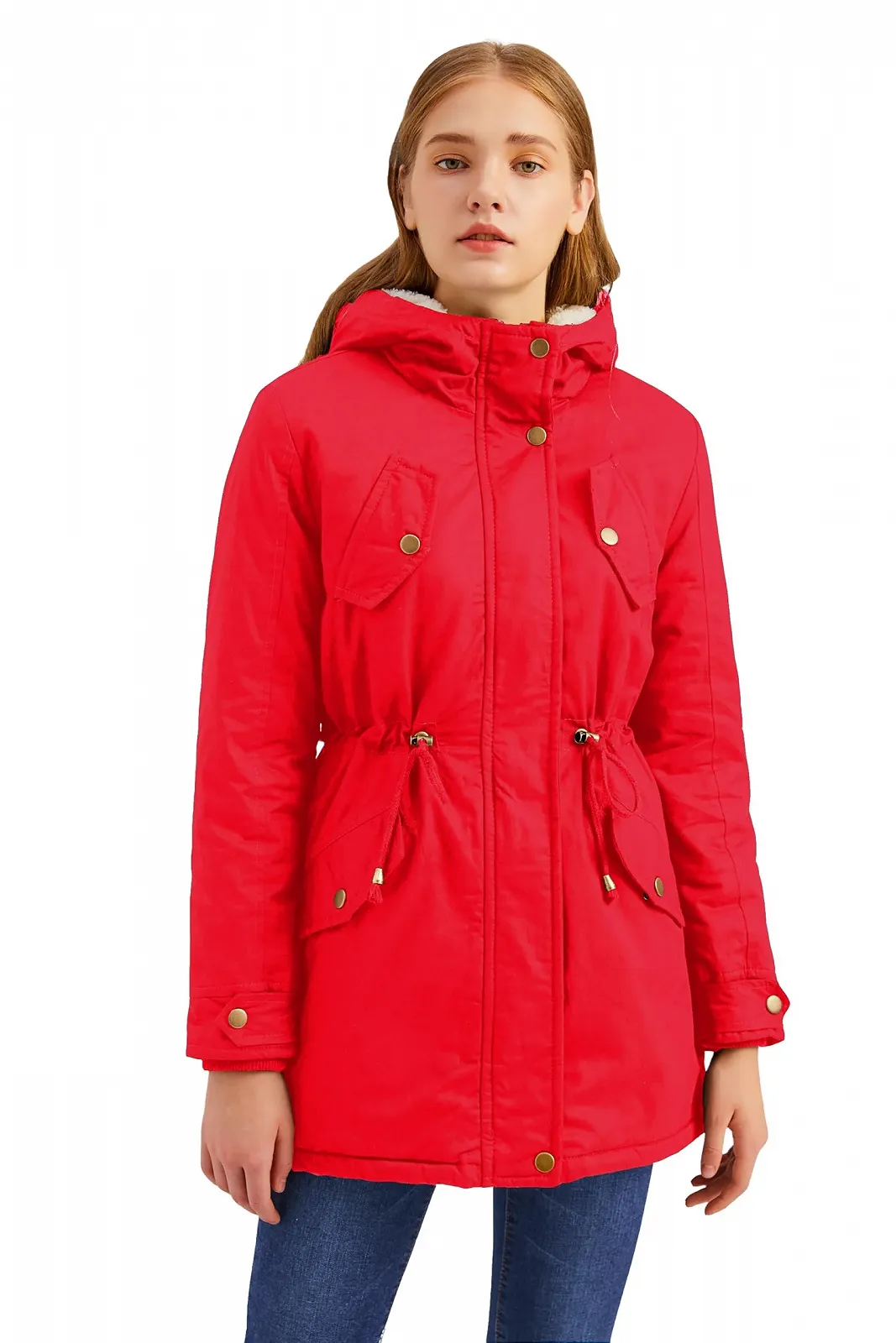 Жіноча парка Miaikvs з капюшоном, на флісовій підкладці, зимова, утеплена, вітрозахисна, тепла, фото №3