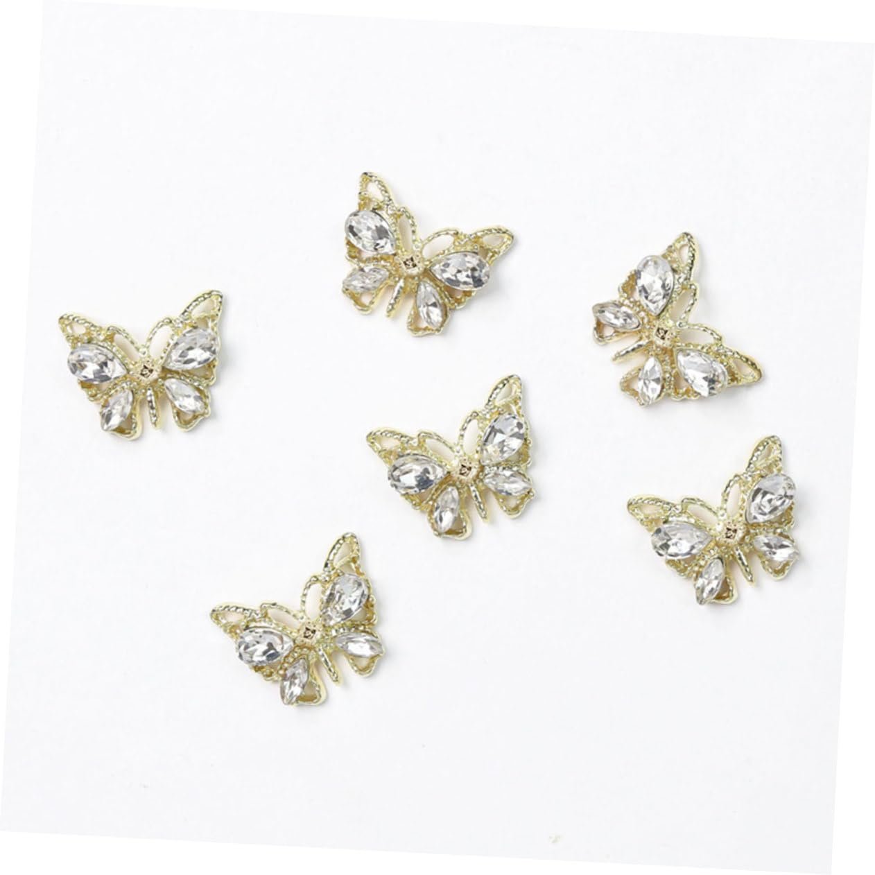 3D Украшения для ногтей Бабочки Акриловые Стразы Набор из 10 шт. Металлические подвески для маникюра, фото №8