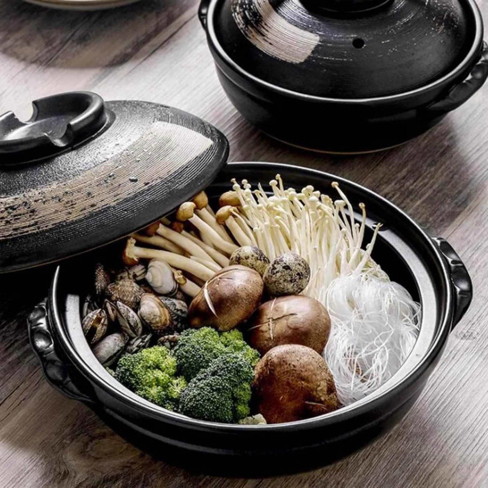 Каструля для запікання керамічна японська донабе з кришкою термостійка з пензликом, фото №3 Каструля для запікання керамічна японська донабе з кришкою термостійка з пензликом, фото №3