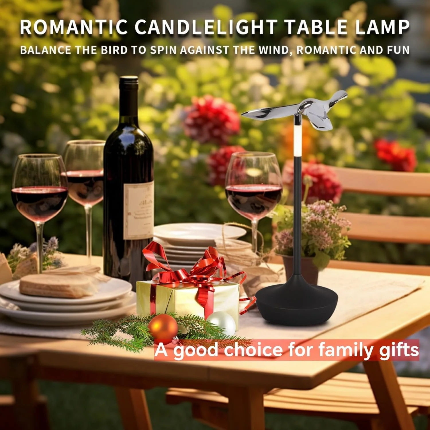 Настільна лампа YOOWARM бездротова акумуляторна з відкривачкою Птах сенсорна регульована, фото №4