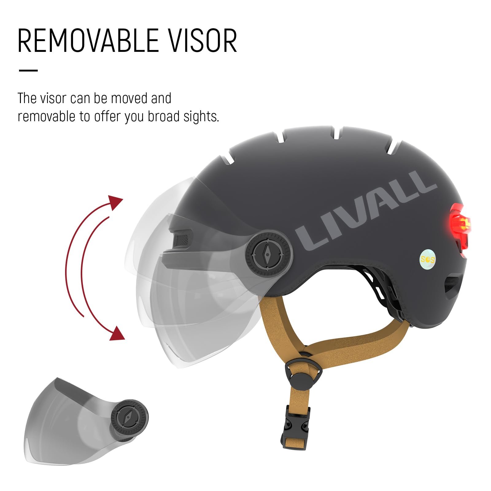 Шолом Smart Bike LIVALL L23 з LED підсвічуванням та знімним козирком, фото №6