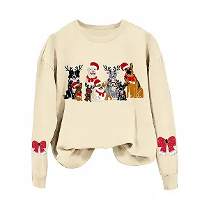 Рождественский джемпер Женский Базовый свитер с круглым вырезом Рождественская толстовка Женская Рождественская повседневная свободная рубашка с длинным рукавом Женский джемпер Праздничная рождественская женская кофта synthetic.ua - Фото 1