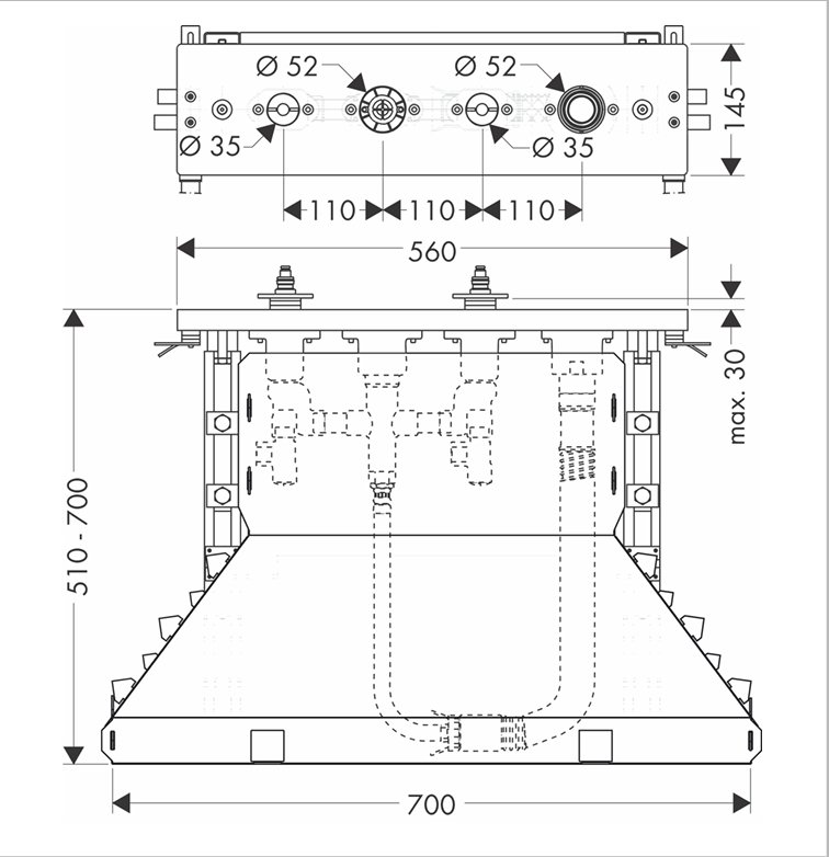 Прихована частина змішувача для ванни AXOR, на 4 отвори (14445180), фото №2