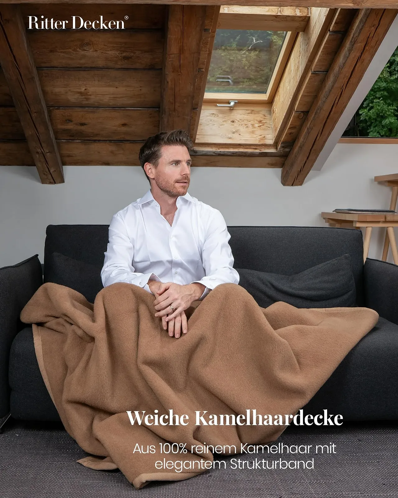 Покривало Ritter Decken Maharadscha Верблюжа Шерсть 150 x 220 см - Верблюжий колір, фото №2