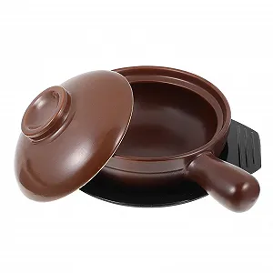 Кастрюля Cabilock керамическая термостойкая с ручкой и глазурованной поверхностью в комплекте с подставкой - Фото 1