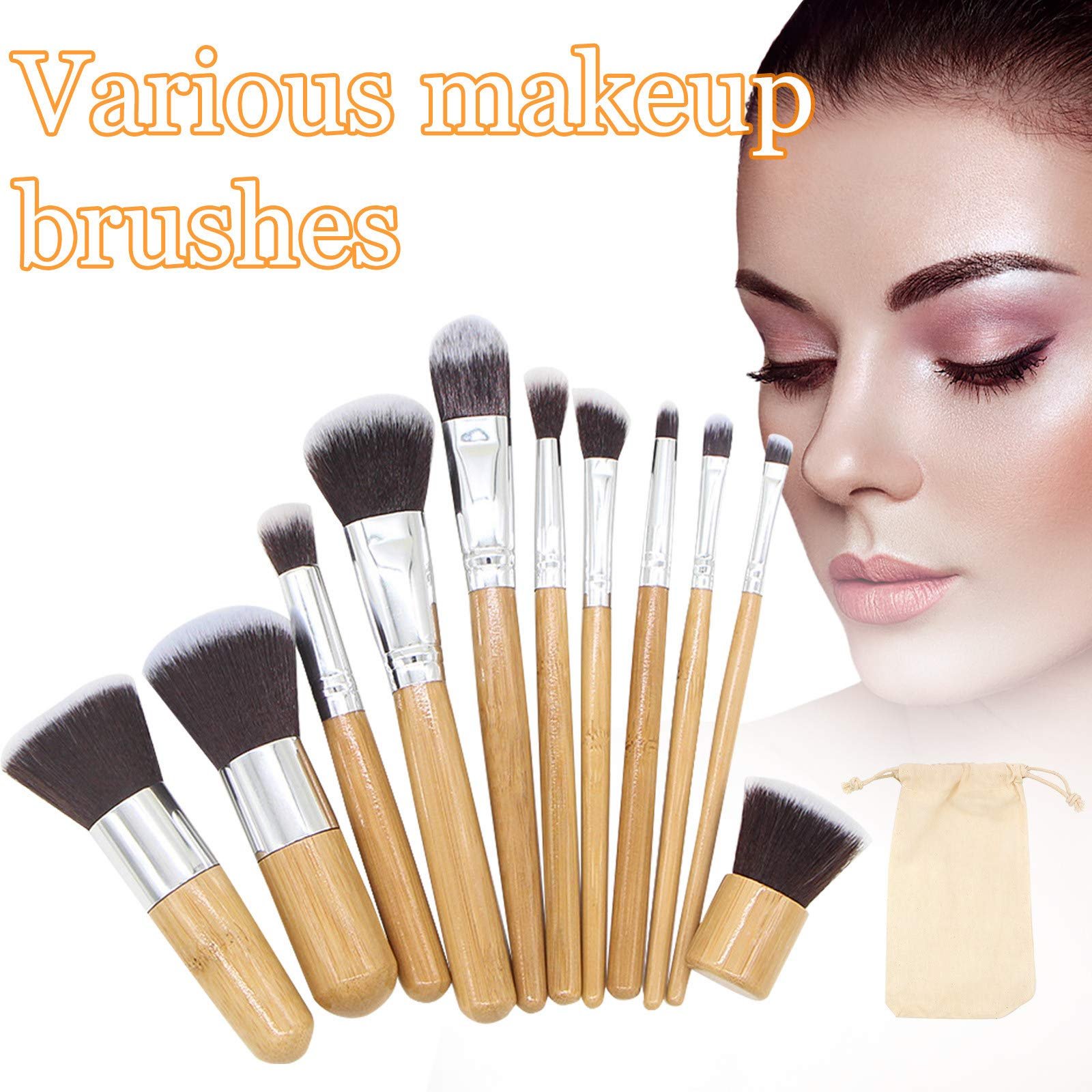 Пензлі для макіяжу Portable 11 штук Foundation Eyeshadow Жовтий, фото №2