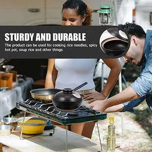 Кастрюля Veemoon Керамическая с крышкой и одной ручкой Термостойкая Малая для риса и рагу synthetic.ua - Фото 1