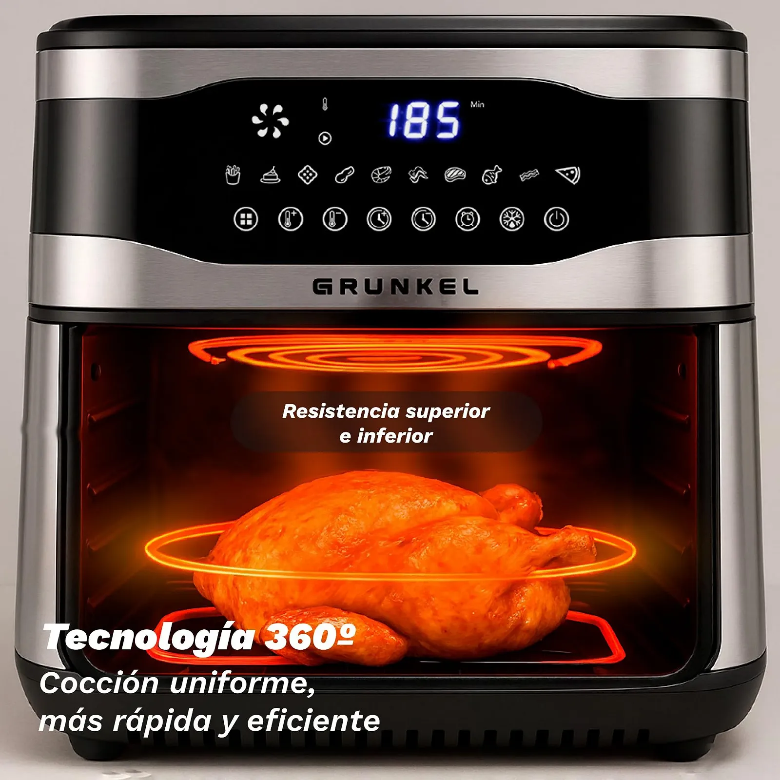 Мультипіч GRUNKEL Maxisteelfryer 9 л 2200 Вт 10 функцій Fry Force 360° Оглядове вікно, фото №2 Мультипіч GRUNKEL Maxisteelfryer 9 л 2200 Вт 10 функцій Fry Force 360° Оглядове вікно, фото №2