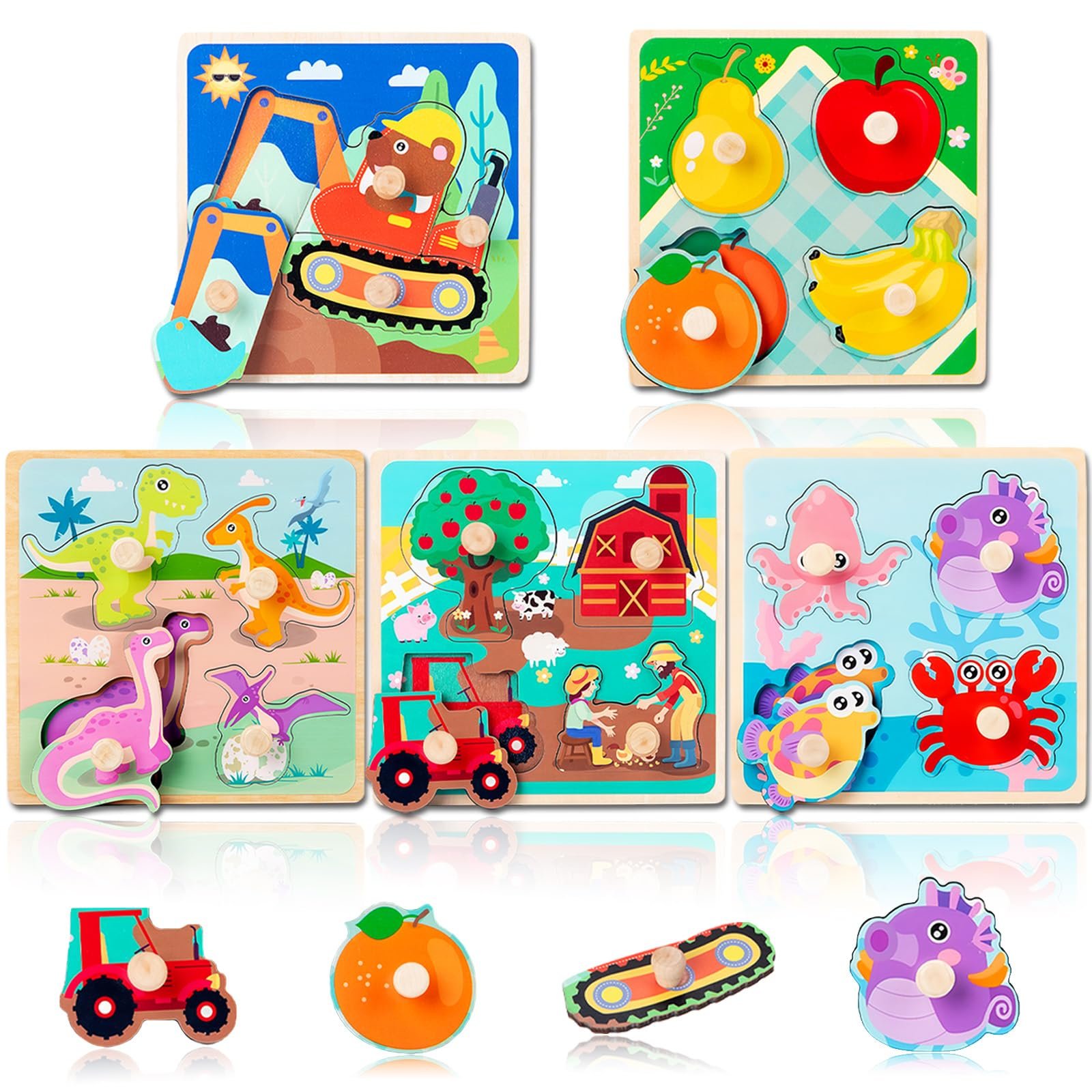 Дерев'яний пазл Puzzle Farm Тварини джунглів від 1 року Різнокольоровий, фото №1