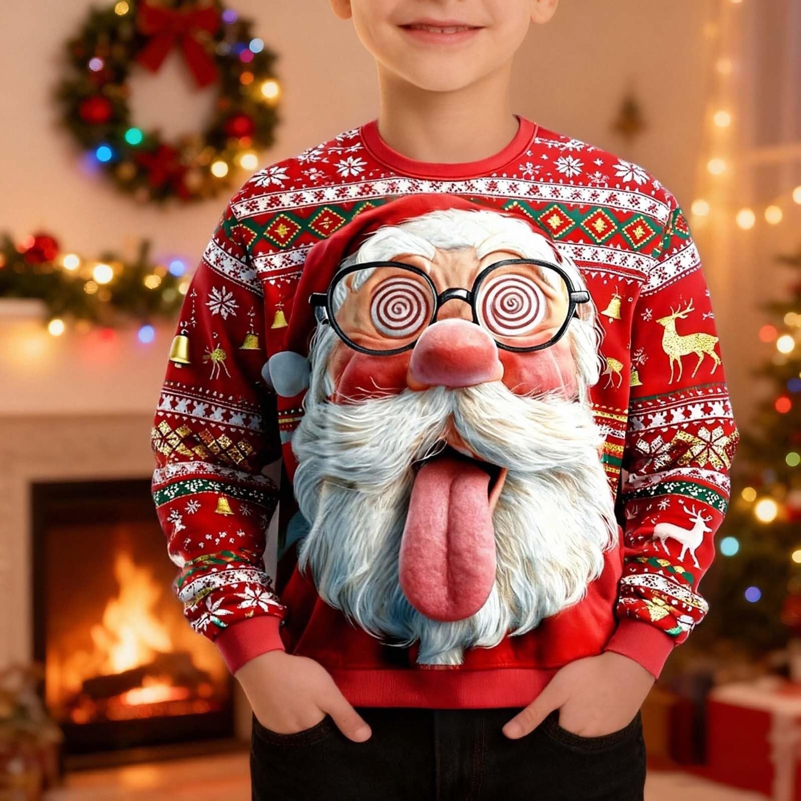 Різдвяний светр з довгими рукавами та круглим вирізом, фото №3