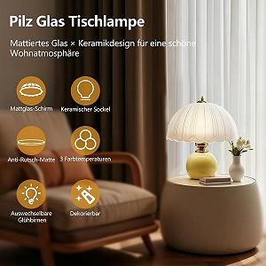 Настільна лампа LED Гриб Керамічна 3 колірні температури 3000 K/4500 K/6000 K Білий synthetic.ua - Фото 1