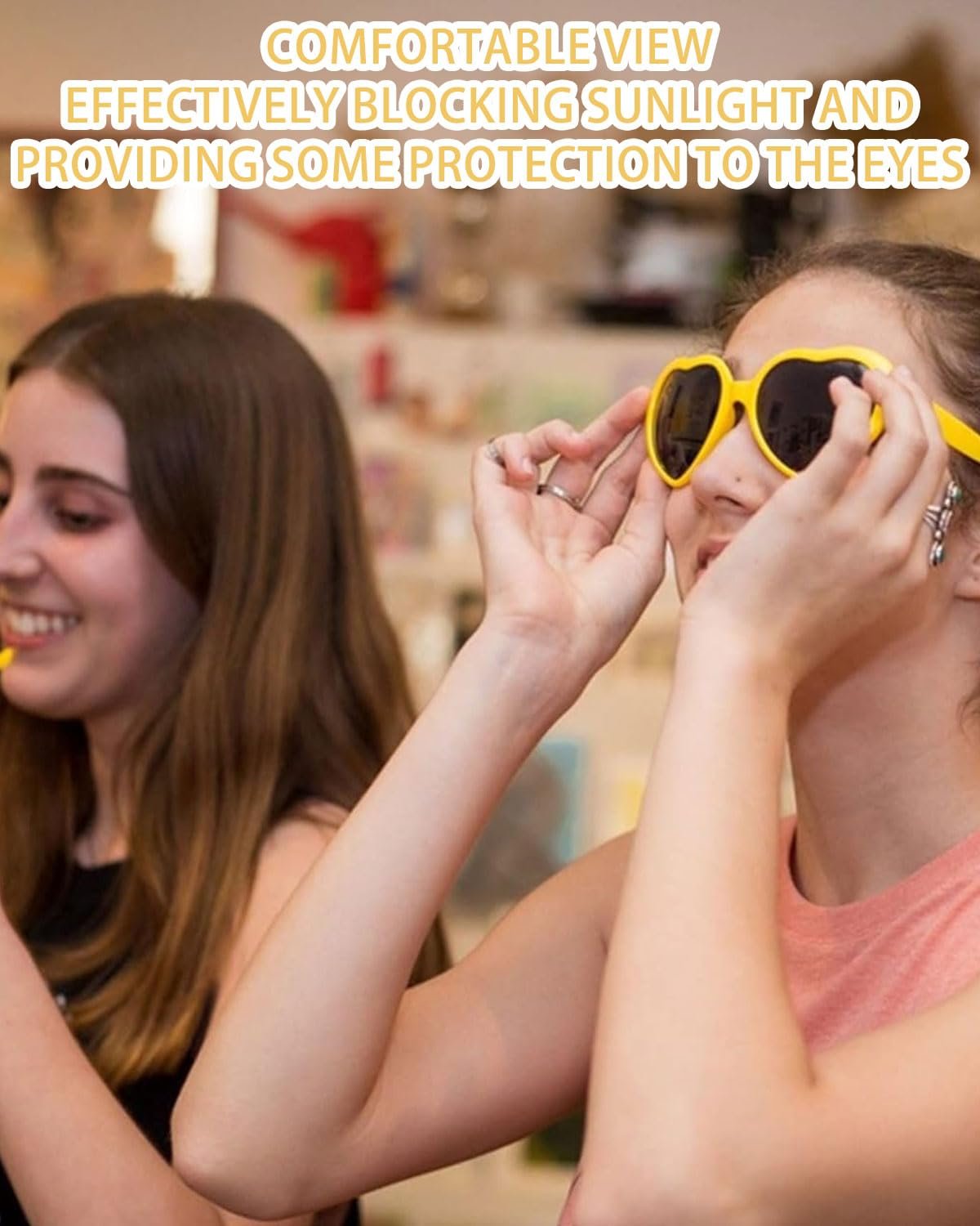 Сонцезахисні Окуляри Серцеподібні Жовтий з Помаранчевим Краєм, фото №4