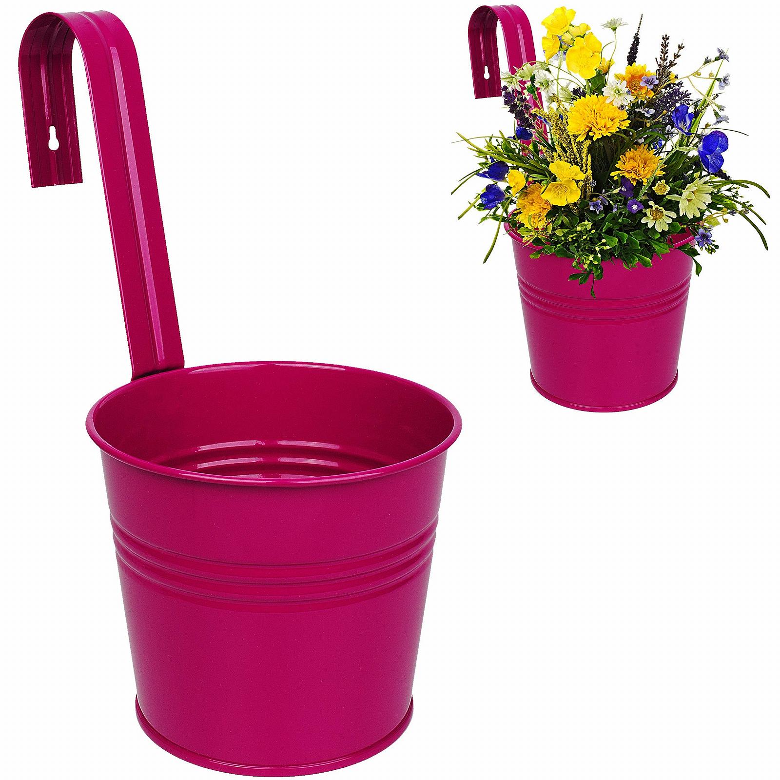 Підвісний квітковий горщик Метал 17 см з гачком та тримачем різнокольоровий мікс, фото №7