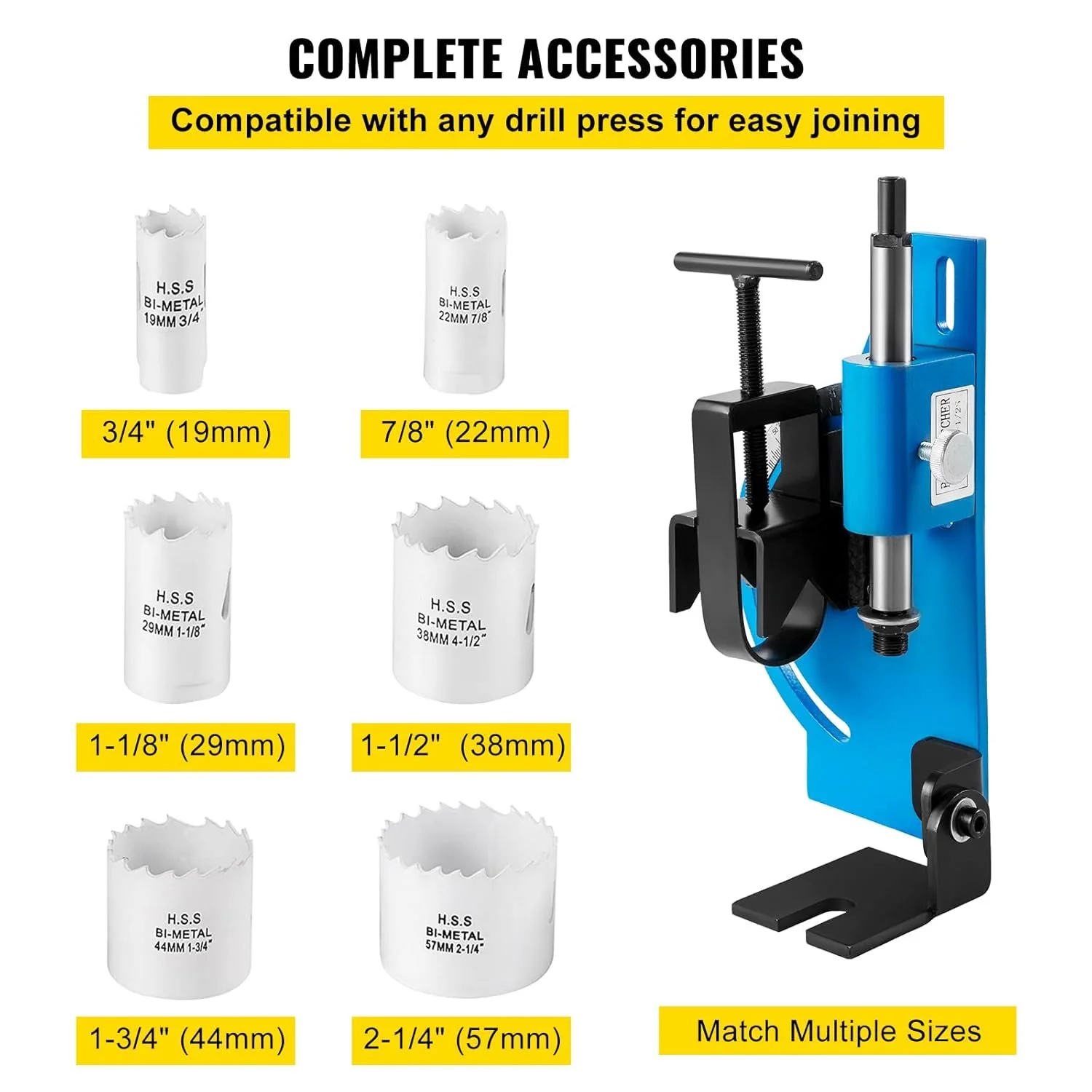 Набор трубного вырезного инструмента VEVOR GQKJPN1/2 - 9шт / 19 - 57 мм / Blue, фото №9 Набор трубного вырезного инструмента VEVOR GQKJPN1/2 - 9шт / 19 - 57 мм / Blue, фото №9