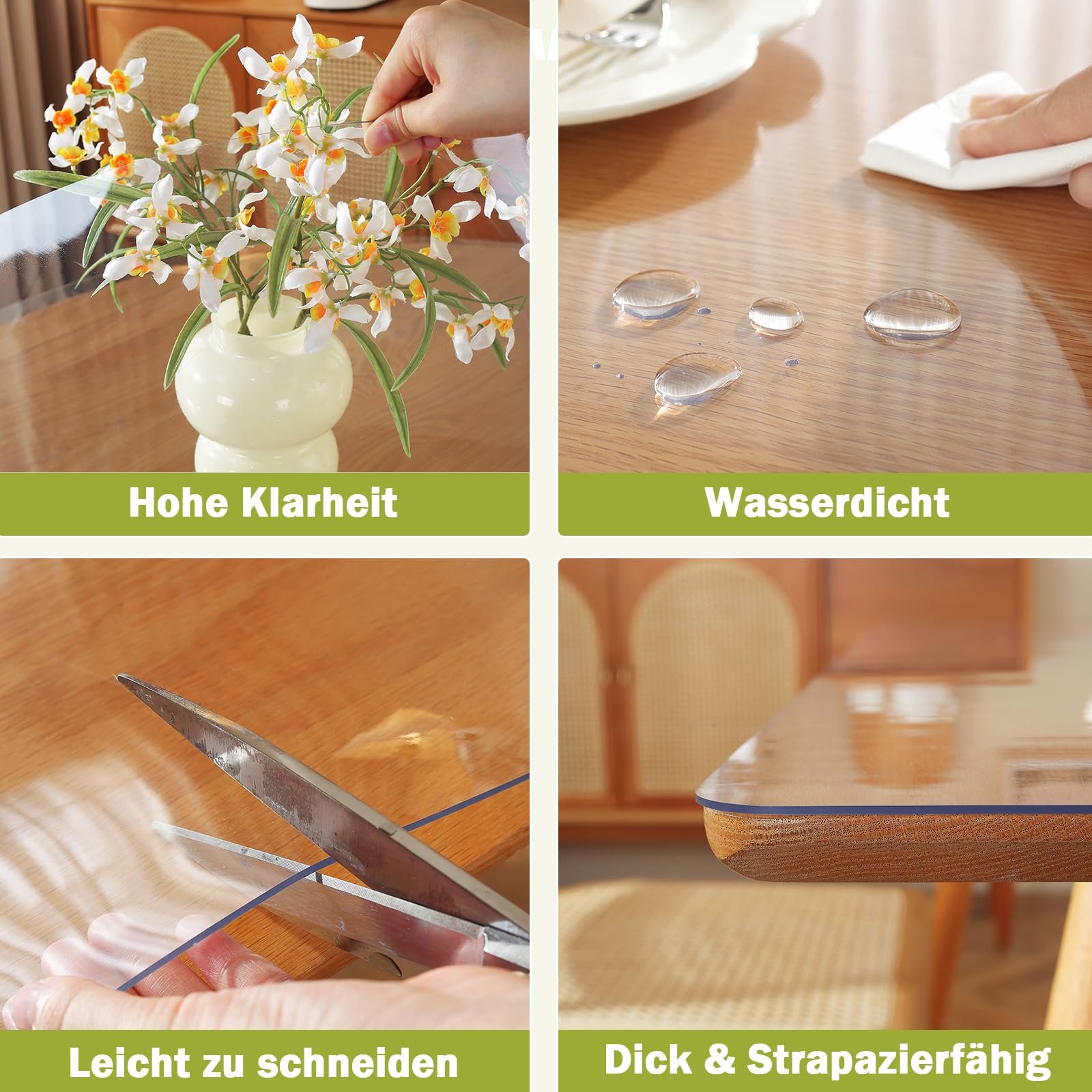 Захисна плівка для столу OstepDecor 1.5 мм 70 x 110 см прозора PVC кришталево чиста, фото №4