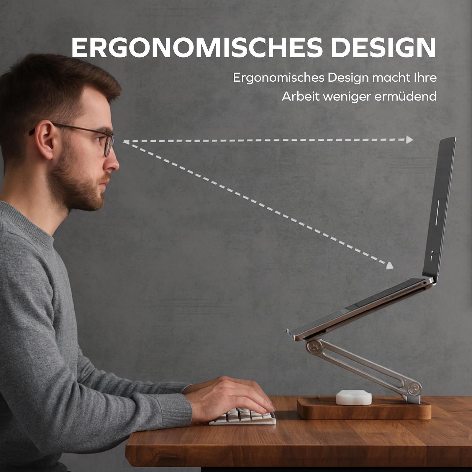 Підставка для ноутбука muso wood Регульована по висоті зробленa з алюмінію та горіхового дерева, фото №2