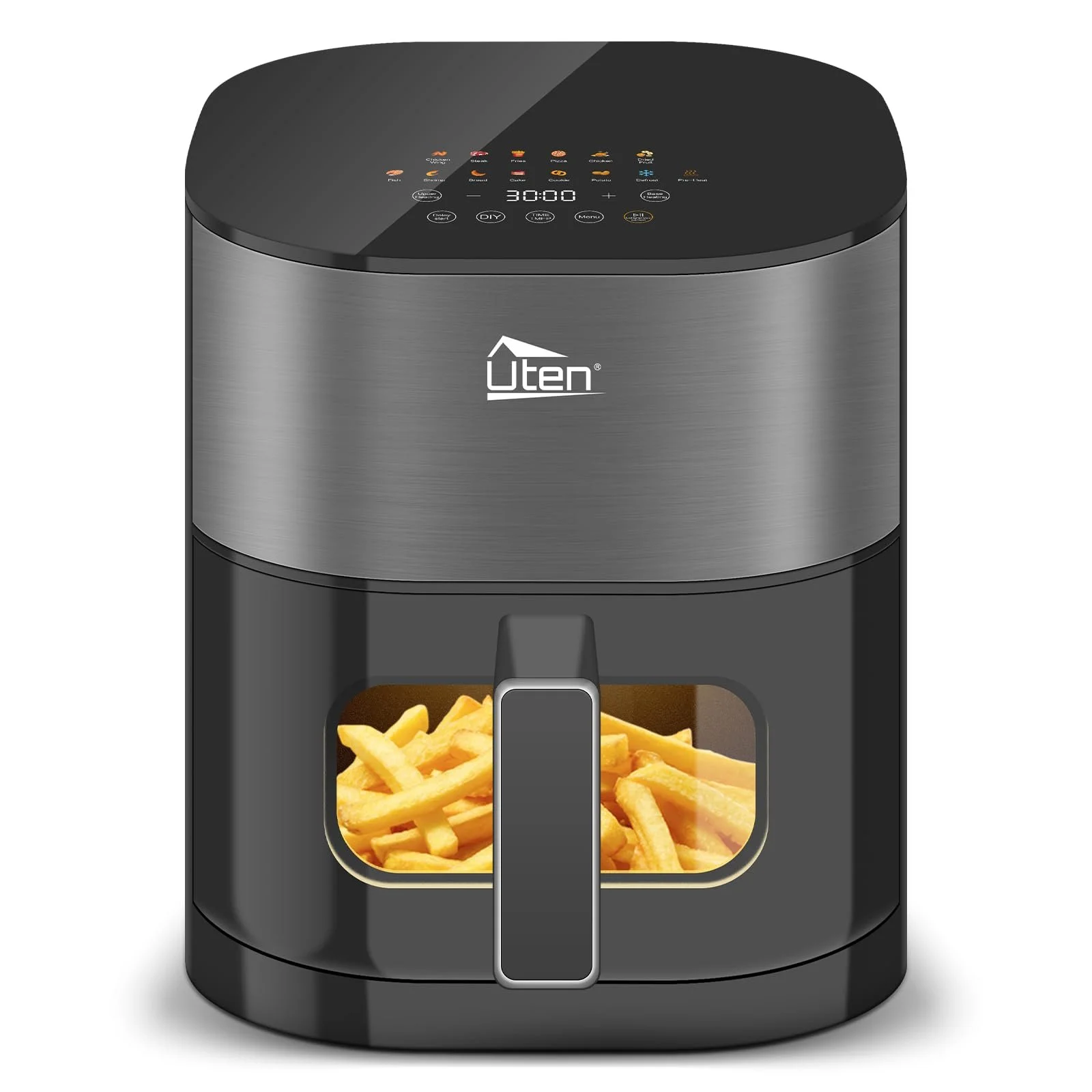 Мультипіч Uten Dual Blaze 5.5 л з оглядовим вікном, кольоровим екраном, 14 програм, відкладений старт, нержавіюча сітка, фото №1 Мультипіч Uten Dual Blaze 5.5 л з оглядовим вікном, кольоровим екраном, 14 програм, відкладений старт, нержавіюча сітка, фото №1
