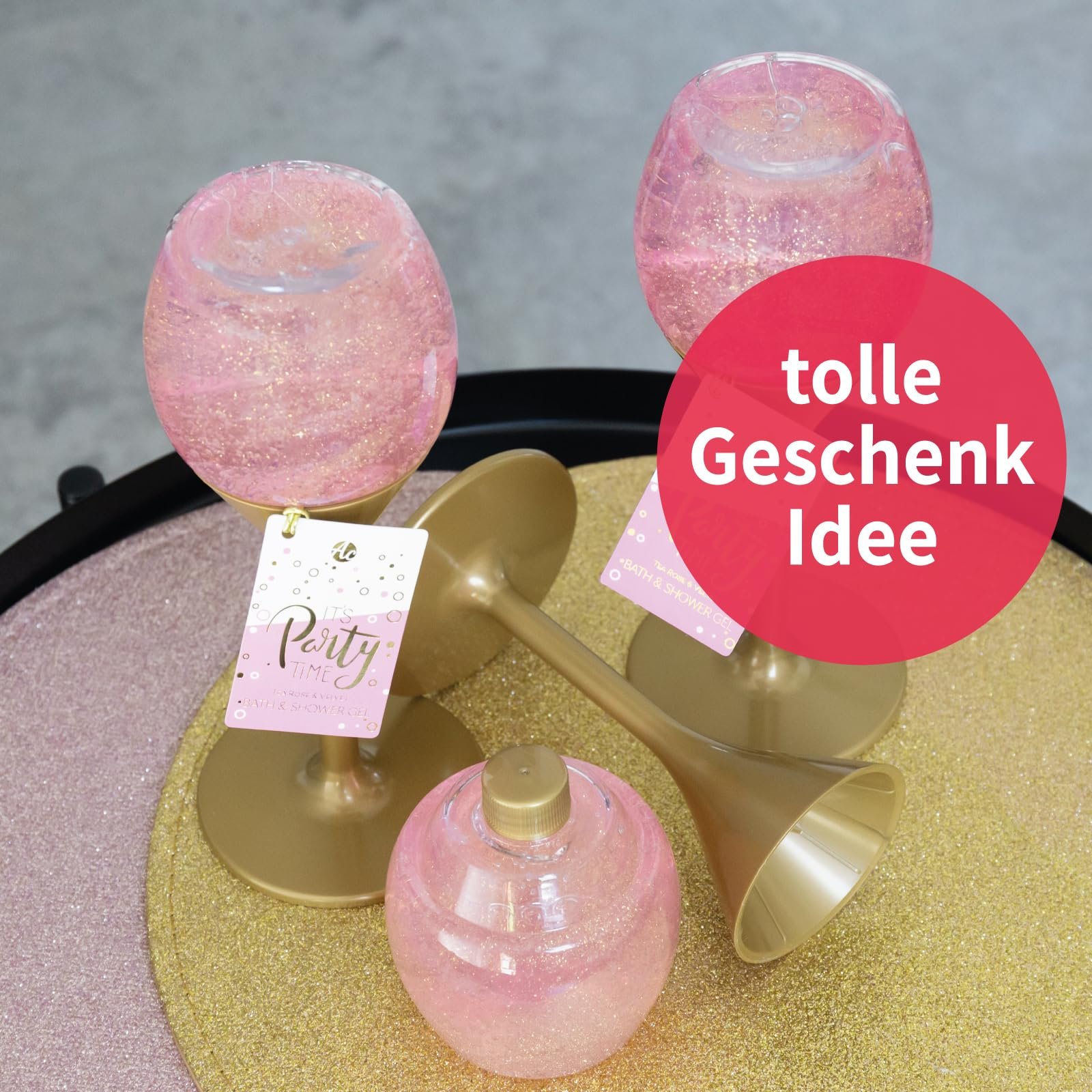 Гель для душа Accentra Let's celebrate женский, аромат чайная роза и бархат, в дизайне шампанского, 240 мл, фото №3