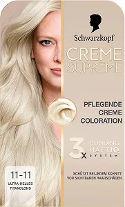 Крем-фарба Schwarzkopf Creme Supreme Coloration 11-11 Ультра Світлий Титановий Блонд (2 x 182 мл) synthetic.ua - Фото 1
