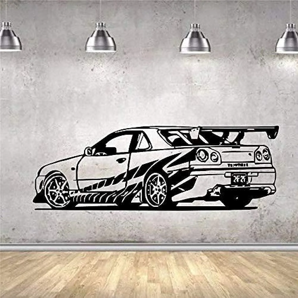 Наклейка на стіну Fast and Furious Sports Car Racing PVC Art 58 x 165 см Чорний, фото №1 Наклейка на стіну Fast and Furious Sports Car Racing PVC Art 58 x 165 см Чорний, фото №1
