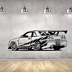 Наклейка на стіну Fast and Furious Sports Car Racing PVC Art 58 x 165 см Чорний - Фото 1