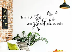 Наклейка на стіну W3307 "Nimm Dir Zeit um glücklich" Чорна 80 x 36 см synthetic.ua - Фото 1