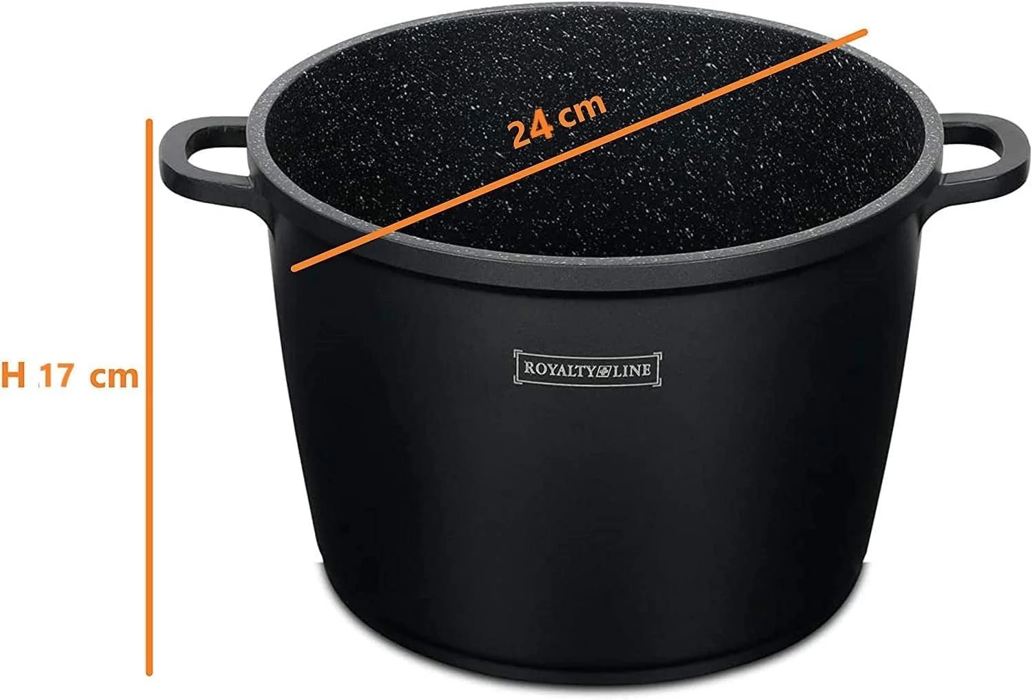 Кастрюля Royalty Line RL-AD24M высокая, антипригарная, со стеклянной крышкой, для индукции, черная, 7 л, 24 см, фото №3