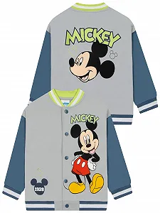 Бомбер Disney Mickey Mouse Хлопковая куртка для мальчиков Серый и Синий - Фото 1
