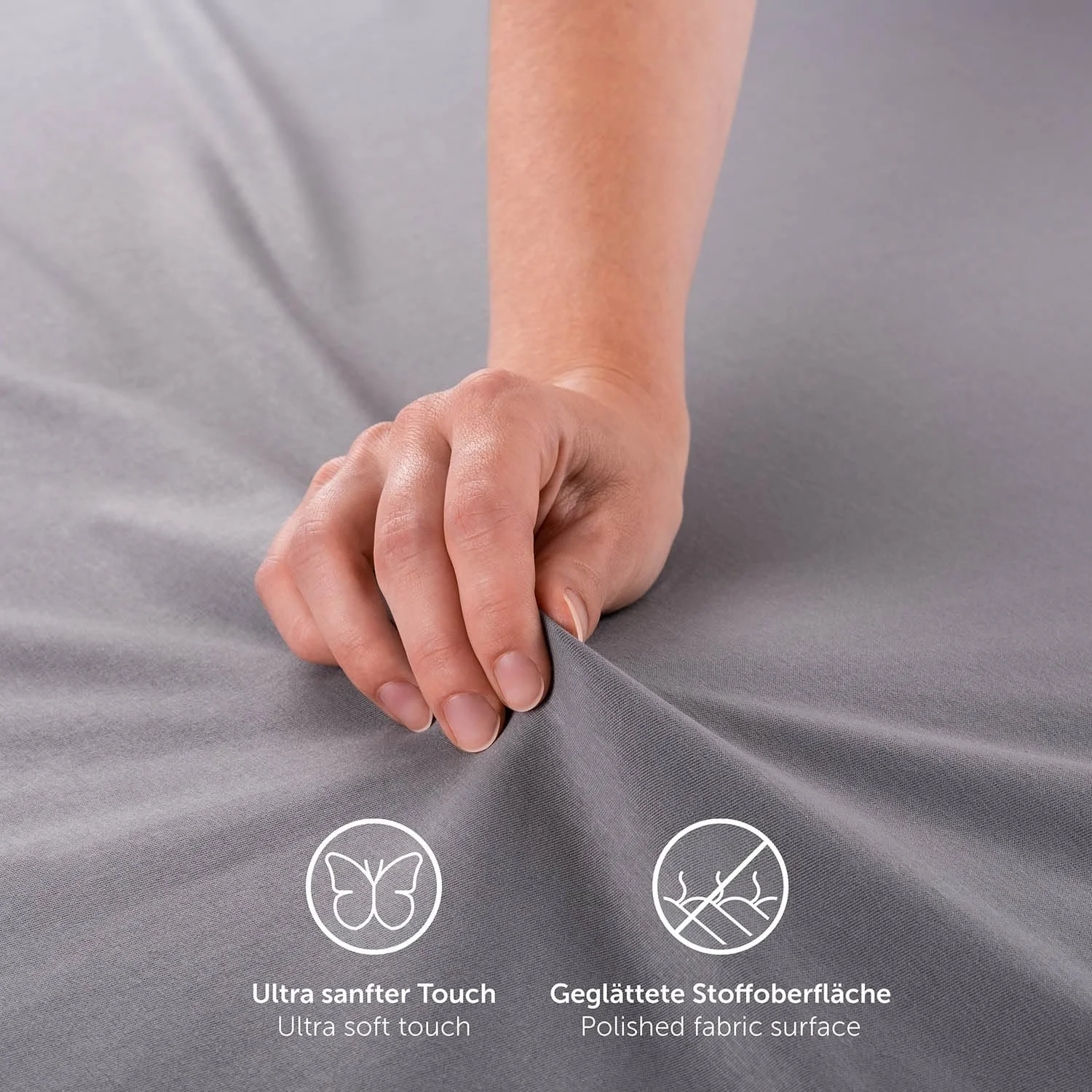 Простыня на резинке Blumtal Premium Jersey Oeko-Tex Certified для кровати Box Spring 270 x 200 см Хлопок Серый, фото №5