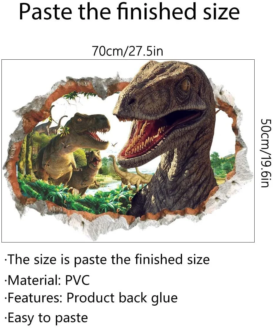 Наклейка на стіну Runtoo Динозавр 3D XXL T-Rex Вінілова, фото №5