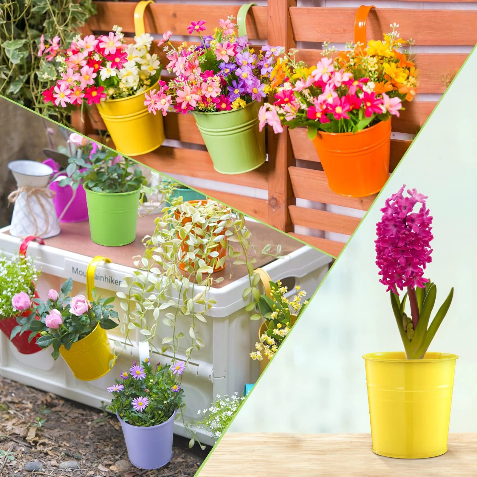 Підвісні горщики LIHAO Металеві зі знімною ручкою-гачком 6 шт. Набір, фото №6 Підвісні горщики LIHAO Металеві зі знімною ручкою-гачком 6 шт. Набір, фото №6