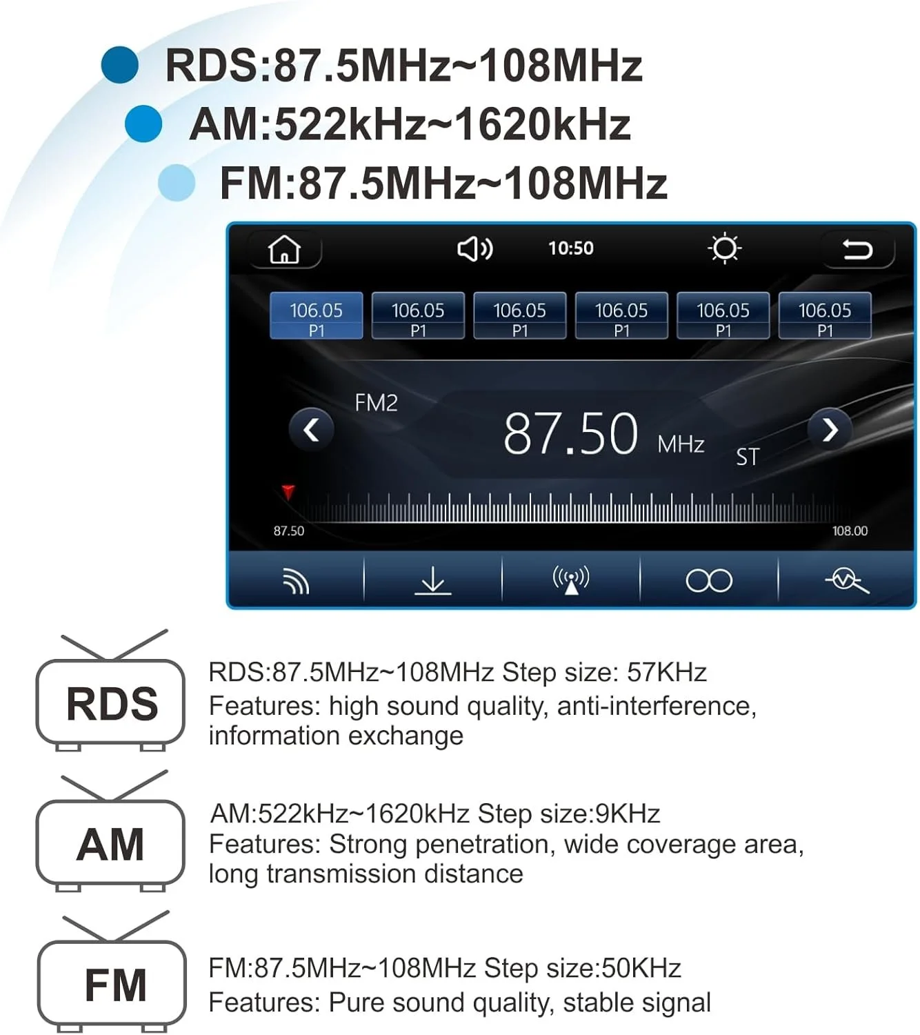 Штатна автомагнітола Biubiubiu для VW Touareg Transporter T5 Multivan / 7" / Сенсорна / Apple CarPlay / Android Auto / Bluetooth / FM / USB, фото №4
