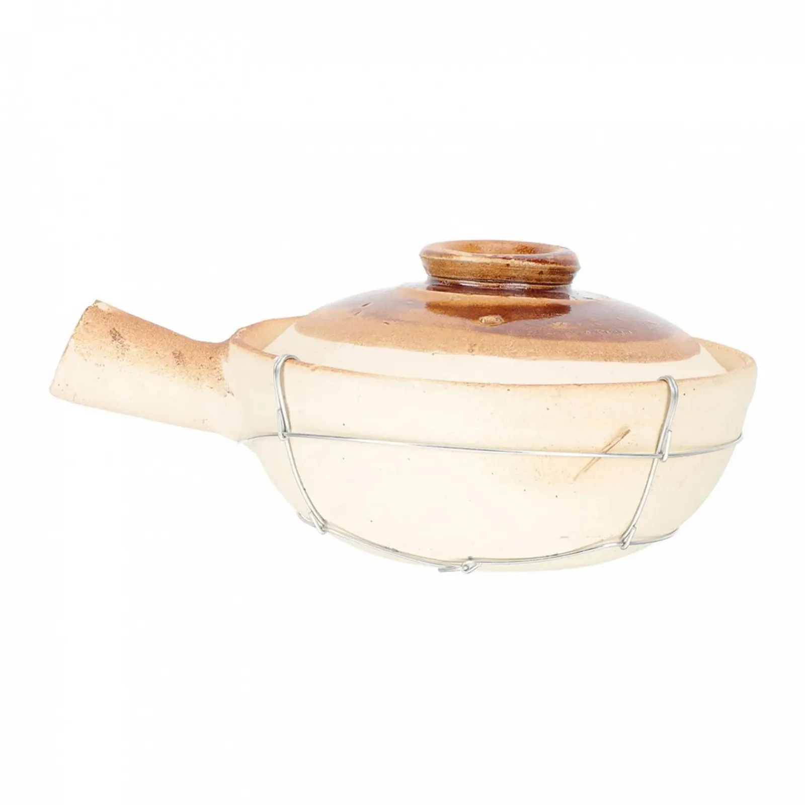 Кастрюля-кесероль керамическая 0.8 л с проволочной ручкой Белая, фото №1