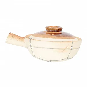 Кастрюля-кесероль керамическая 0.8 л с проволочной ручкой Белая - Фото 1