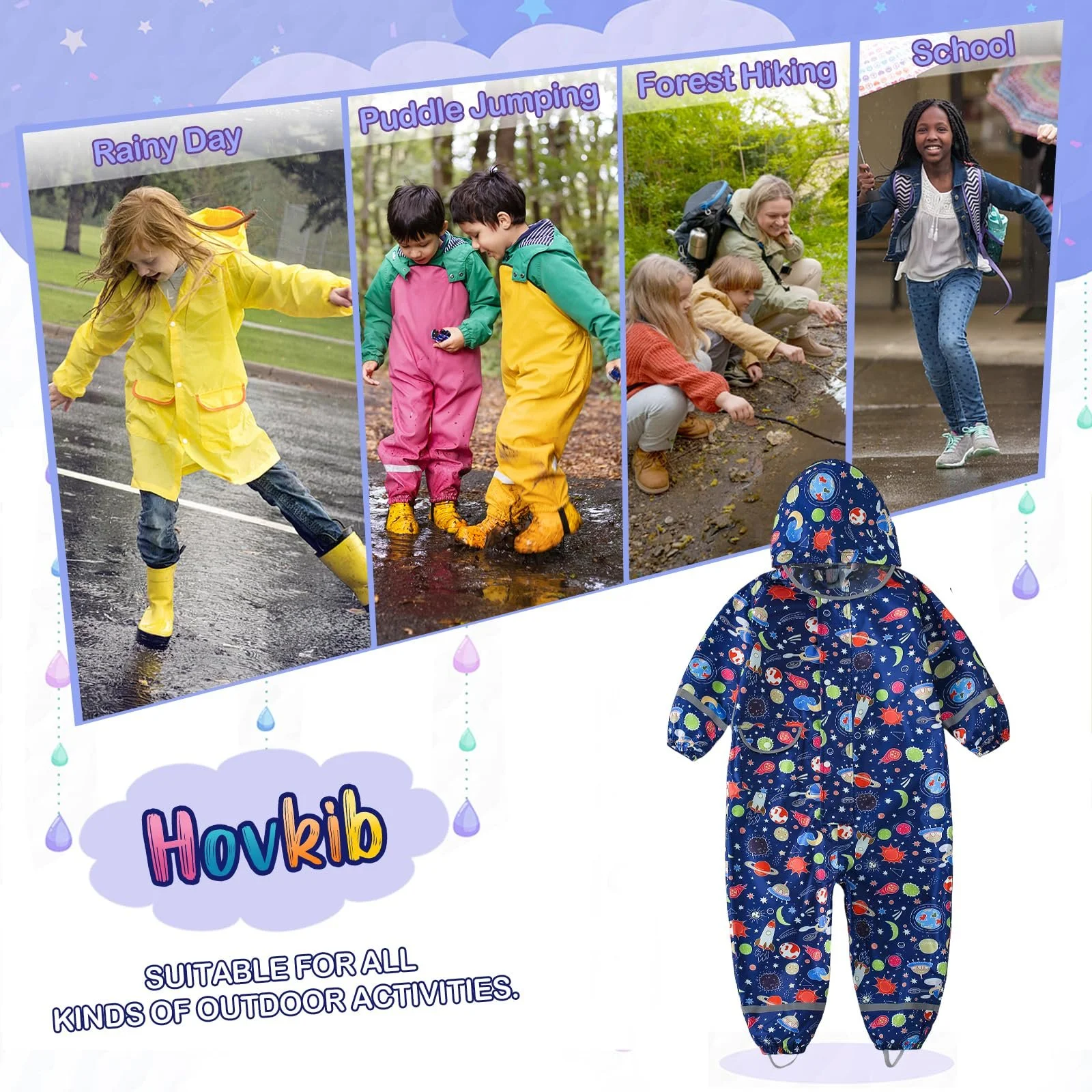 Дитячий дощовий костюм, дощовик для дівчаток та хлопчиків, суцільний дощовий одяг, фото №6 Дитячий дощовий костюм, дощовик для дівчаток та хлопчиків, суцільний дощовий одяг, фото №6
