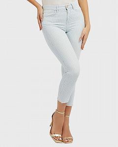 Женские полосатые джинсы-капри GUESS в стиле 60-х Бело-синий - 27 synthetic.ua - Фото 1