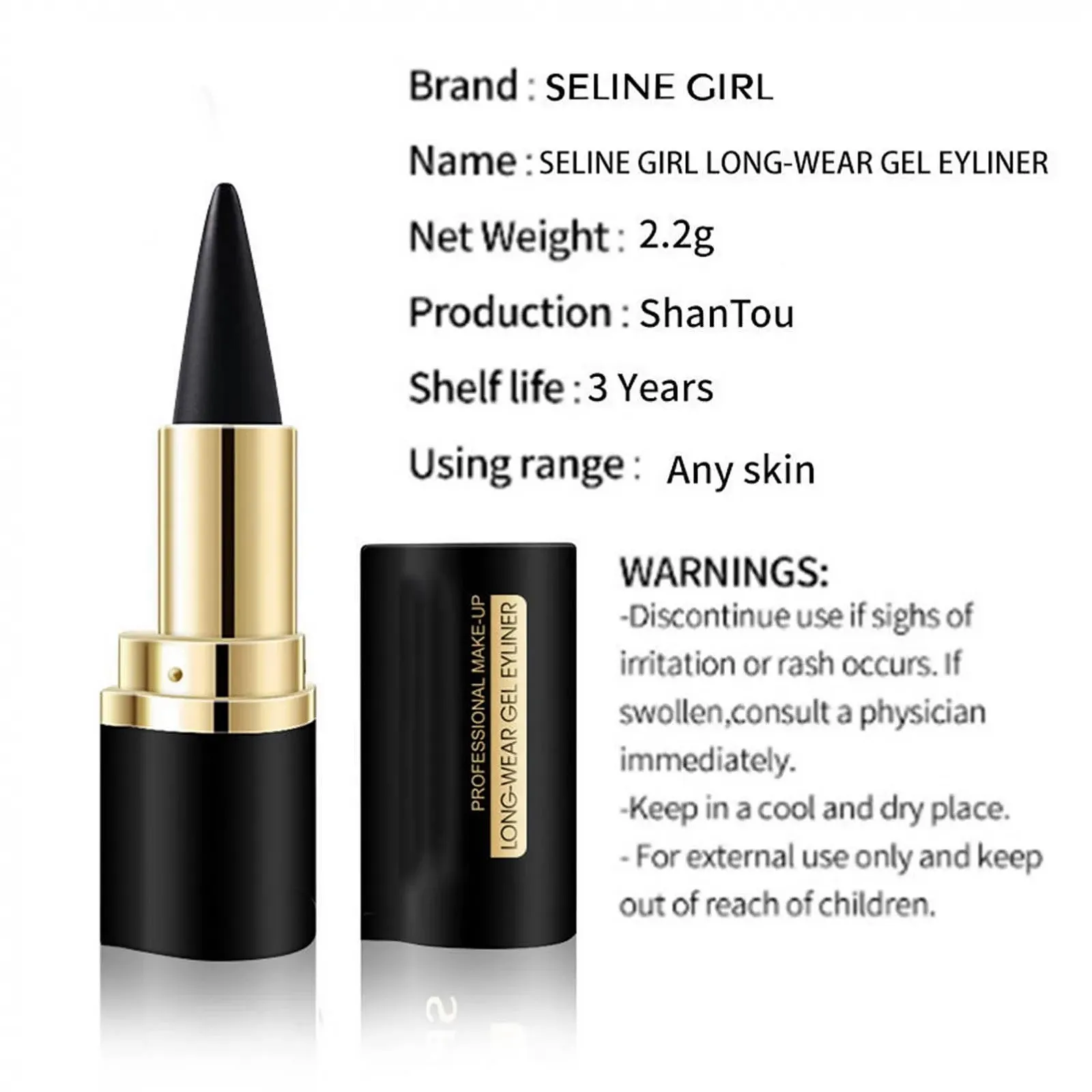 Гелевый Карандаш для Глаз Natural Black Серебристый (2 шт), фото №2