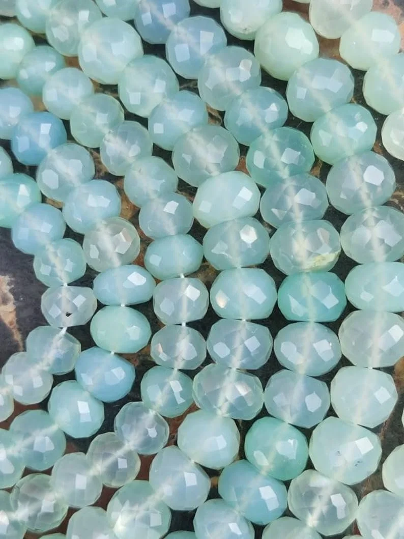 Натуральный халцедон, граненые бусины рондель, 7-7,5 мм, нить длиной 25,4 см бусины из драгоценных камней для ожерелья, браслета, фото №1