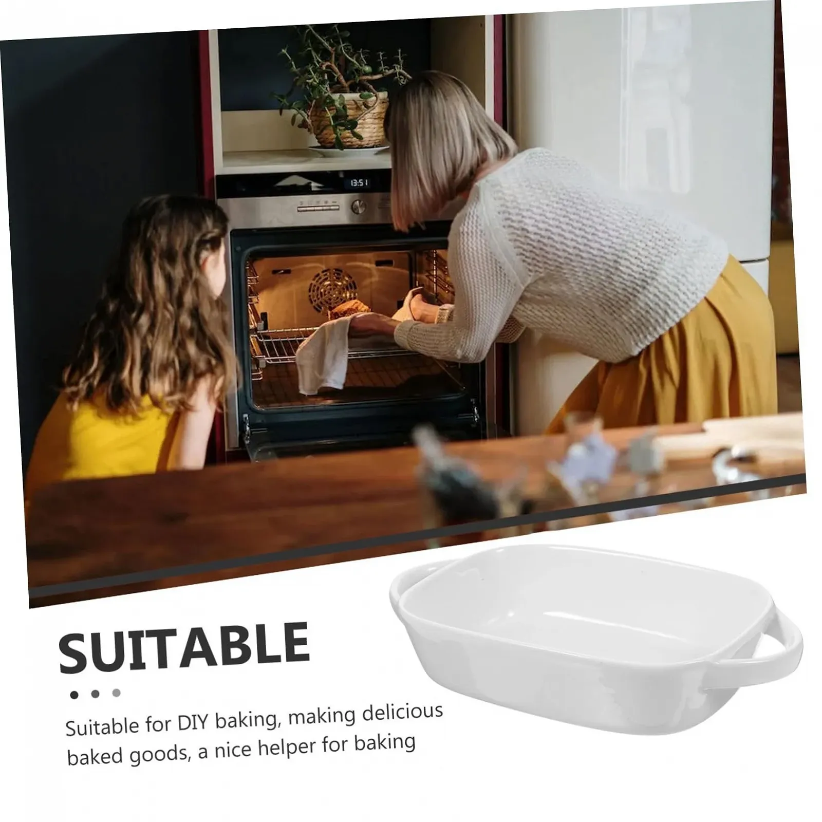 Форма для запікання VICASKY керамічна прямокутна з подвійними ручками жаростійка, фото №2 Форма для запікання VICASKY керамічна прямокутна з подвійними ручками жаростійка, фото №2