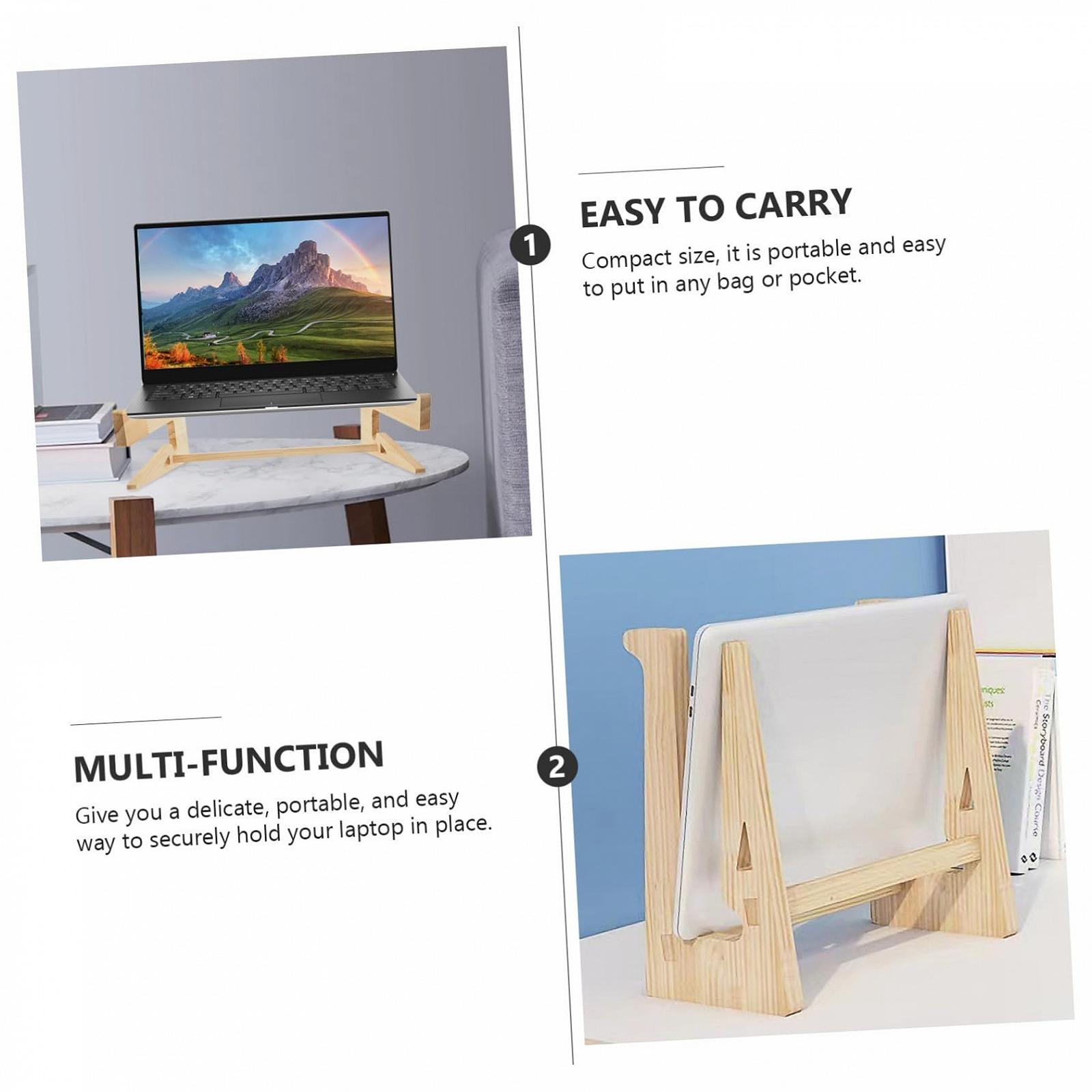 Подставка для ноутбука Деревянная Прочная Подставка для ноутбуков Нескользящая Эргономичная Подставка для поднятия на столе Способствует охлаждению и комфортной работе, фото №4