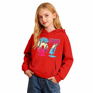 Пуловер для девочки с принтом, с длинными рукавами, с круглым вырезом, мягкий флисовый худи для повседневной носки и игр synthetic.ua - Фото 1