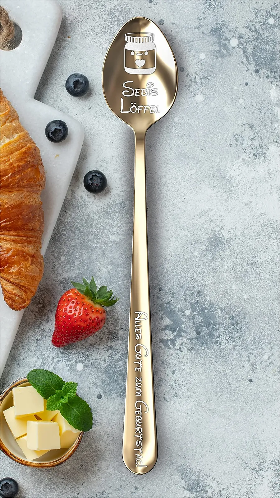 Ложка Geschenkfreude Золотистий з гравіюванням імені, фото №3