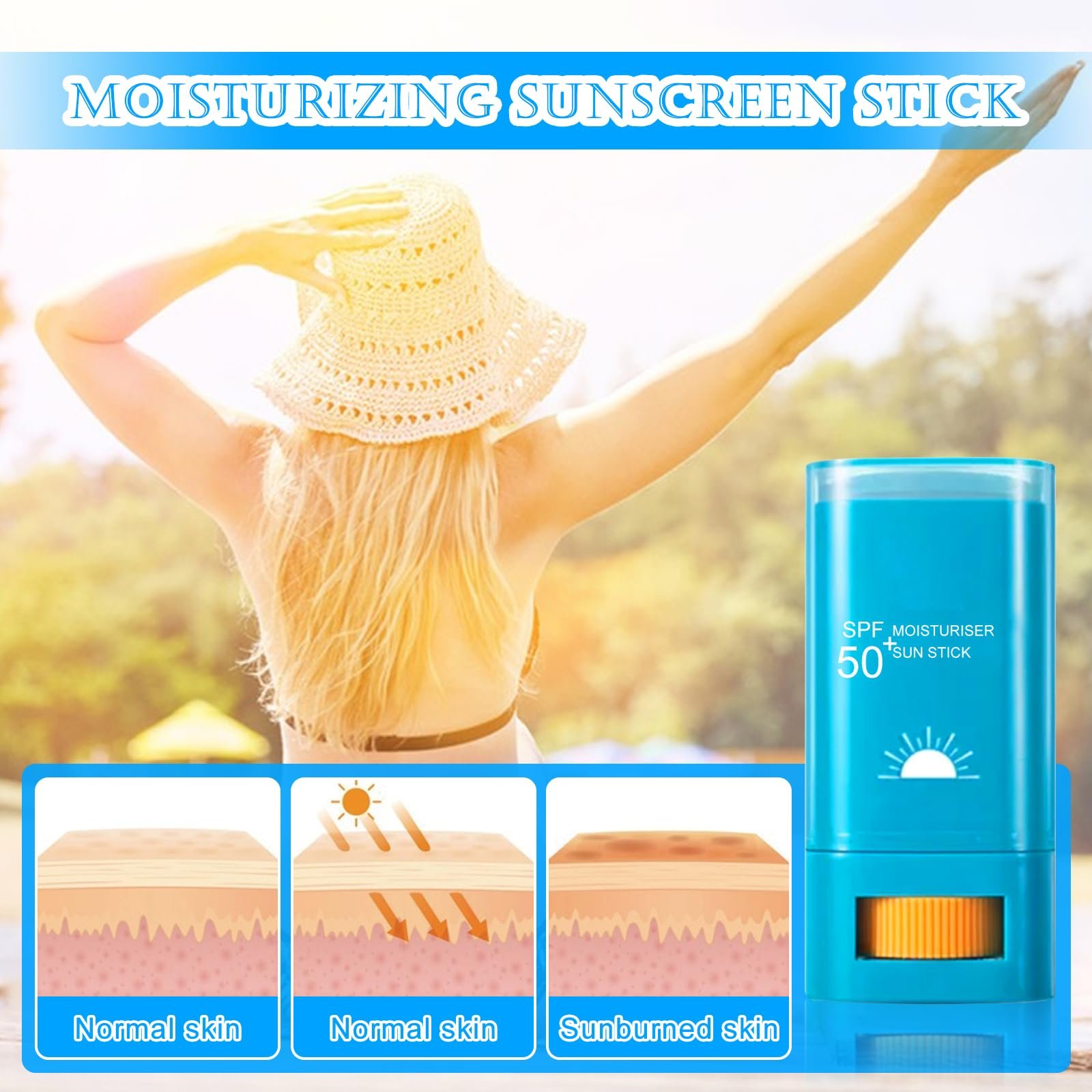 Сонцезахисний стік GAROMIA SPF50, зволожуючий та зміцнюючий шкіру, простий у використанні сонцезахисний засіб для всіх типів шкіри, фото №6