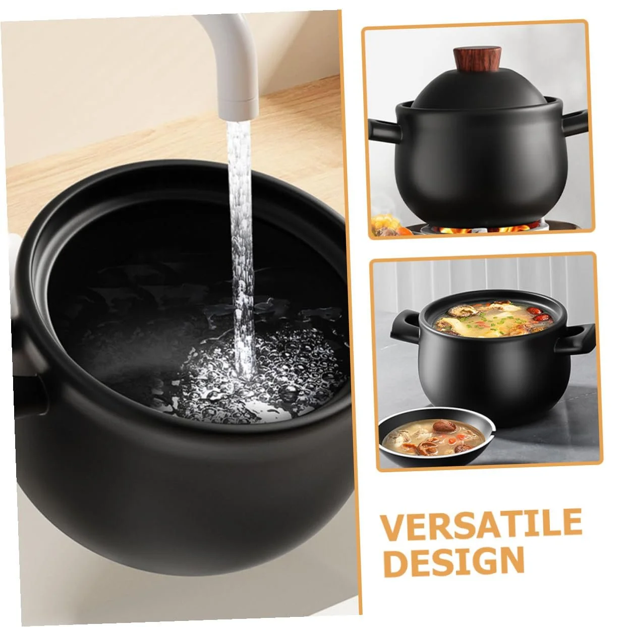 Кастрюля-жаровня Керамика 1.8 l С ручкой и крышкой, фото №3