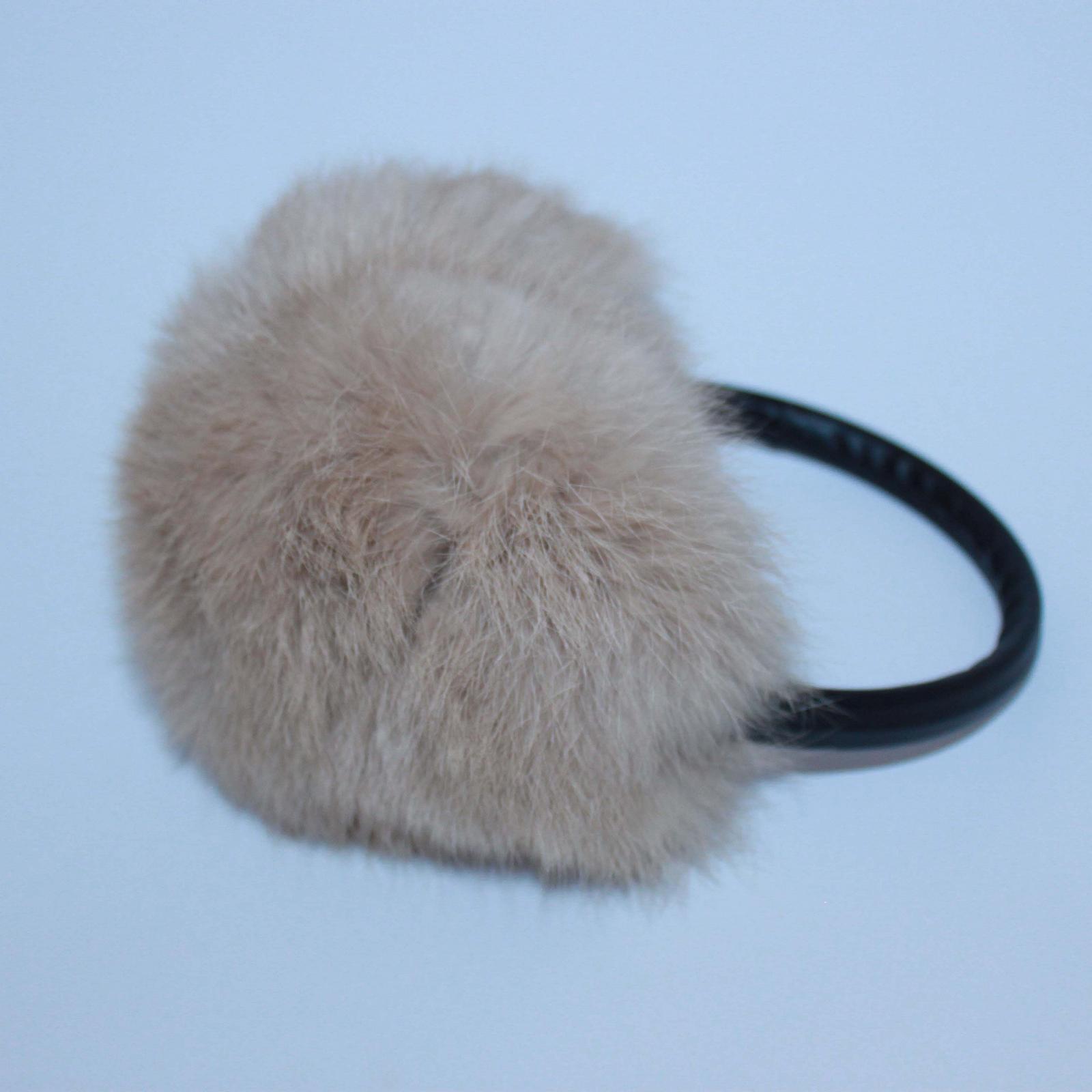 Меховые наушники SnowyWin Натуральный Мех Кролика Бежевый 010755, фото №4