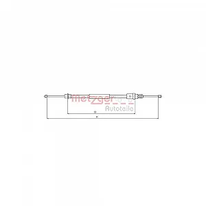 Трос стоянкового гальма METZGER 10.6215 задній правий - Фото 1