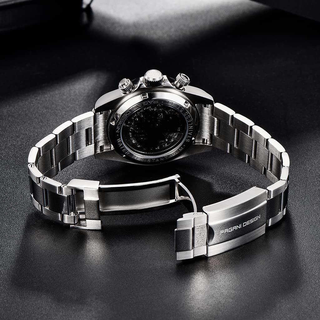 Pagani Design Автоматичний чоловічий годинник Jewel Rainbow Bezel Skeleton Dial з нержавіючої сталі, водонепроникний до 100 м, люмінесцентний багатофункціональний спортивний годинник-хронограф, фото №6