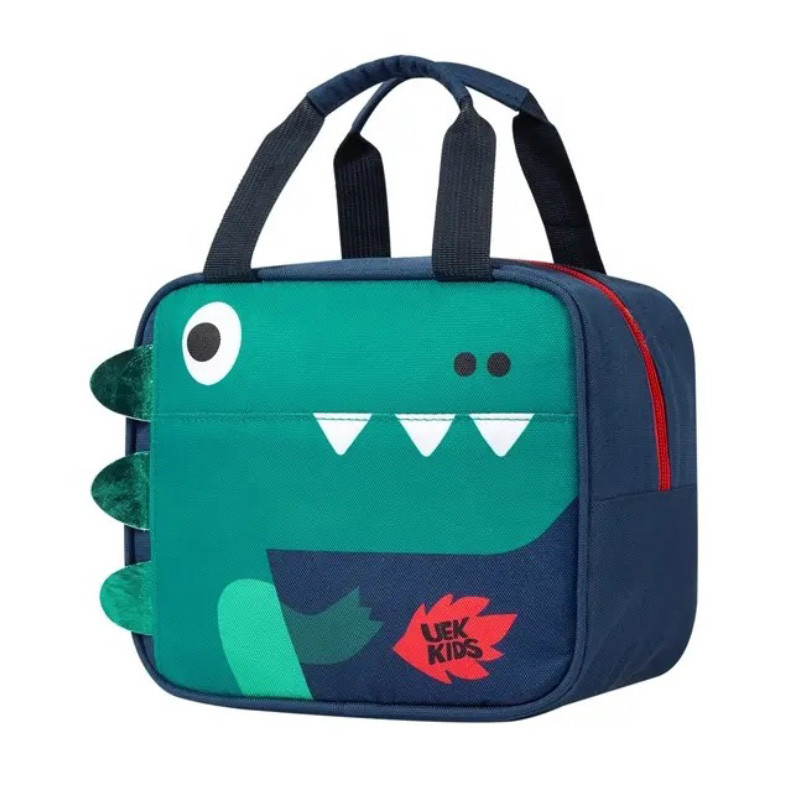Детская термосумка ланч бэг для еды с собой на 4 л Kidos 3D карманом Крокодил синяя, фото №1